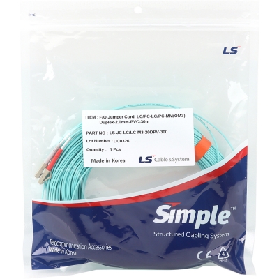 LS전선 LC-LC 10G 멀티모드 광점퍼코드 30m LS-JC-LC/LC-M3-20DPV-300
