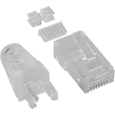 강원전자 플러그마스터 UTP CAT.6 RJ-45 8P8C 플러그&부트 - Three Prongs 핀(100개) P8-0393