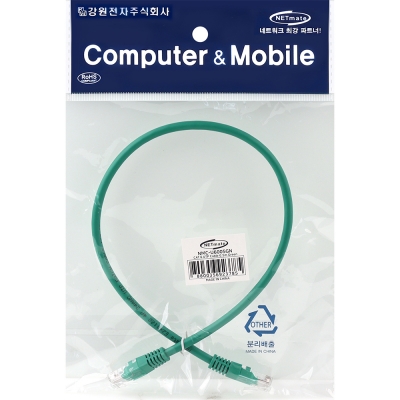 강원전자 넷메이트 CAT.6 UTP 랜 케이블 0.5m, 그린 NMC-U6005GN